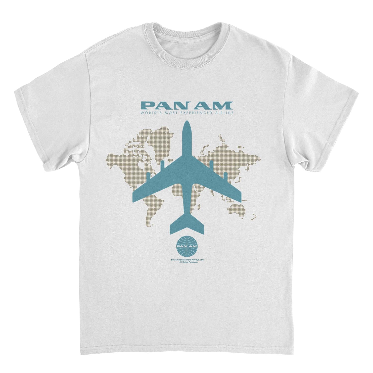 Pan Am Plane Silhouette Over the World White T-Shirt