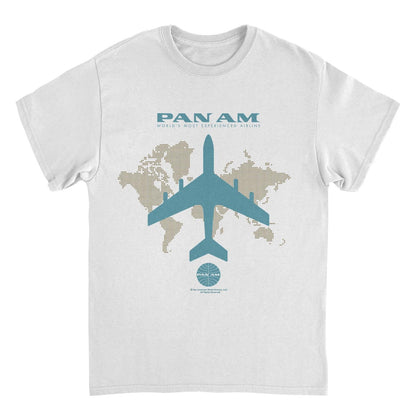 Pan Am Plane Silhouette Over the World White T-Shirt