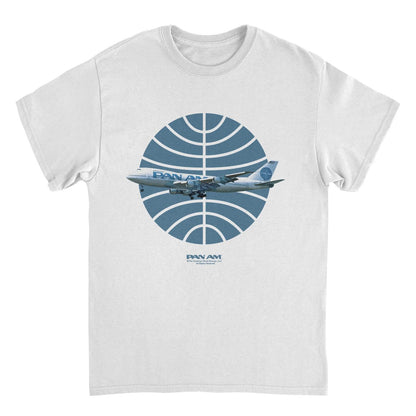 Pan Am Plane Over 1950S Logo White T-Shirt