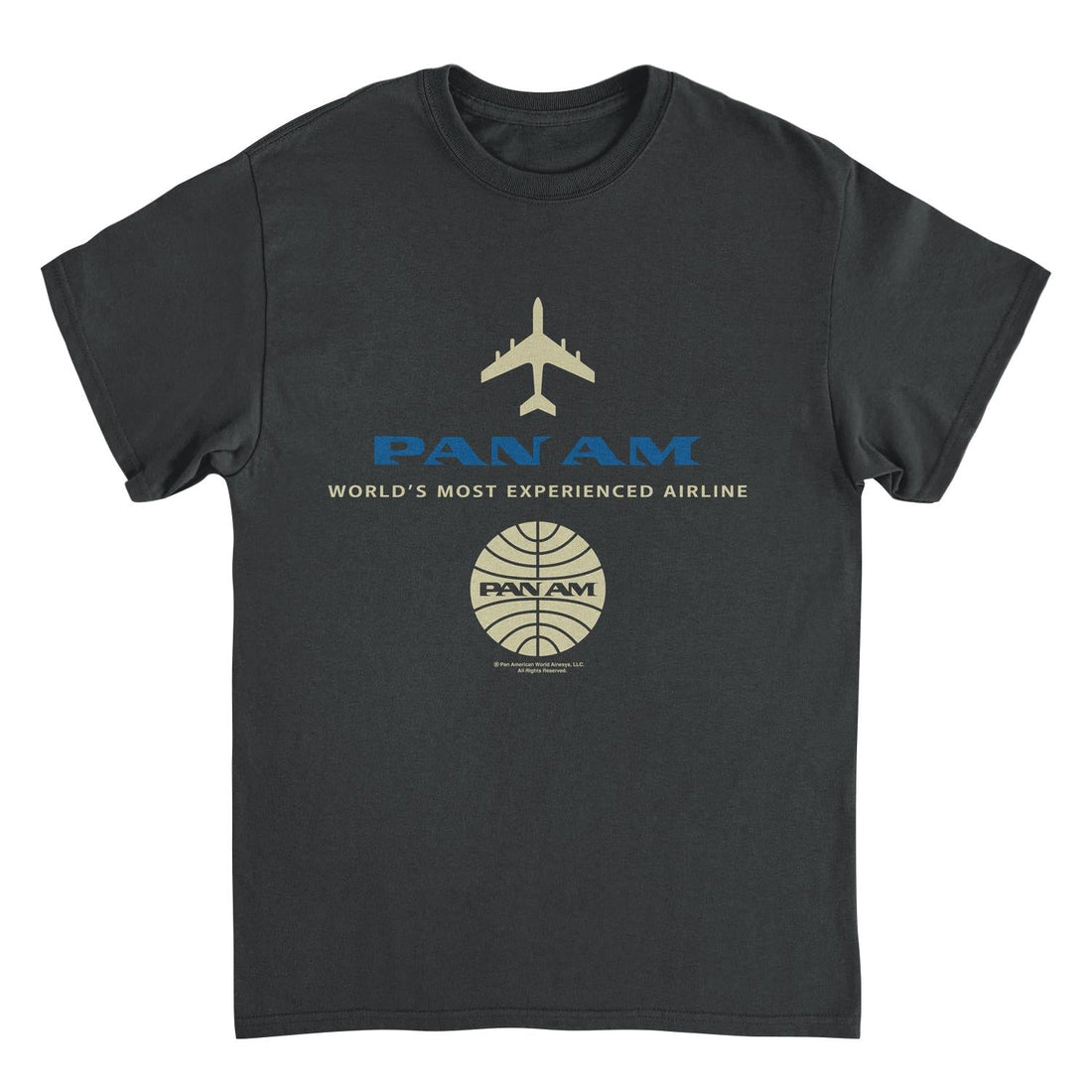 Pan Am Blue Gold Retro Logo Black T-Shirt