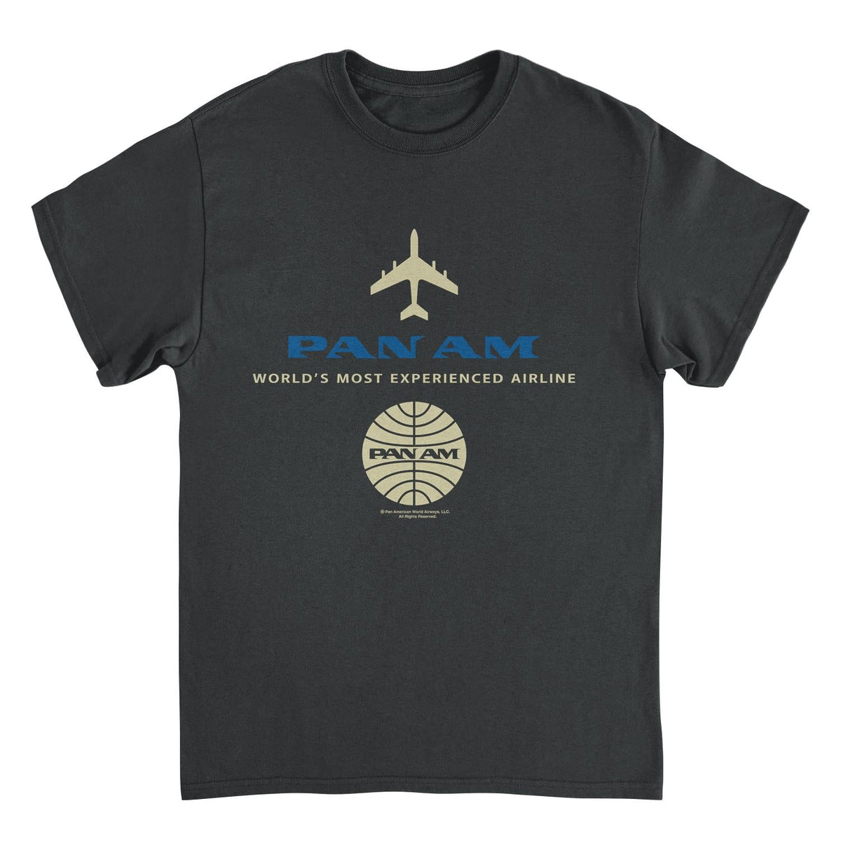 Pan Am Blue Gold Retro Logo Black T-Shirt