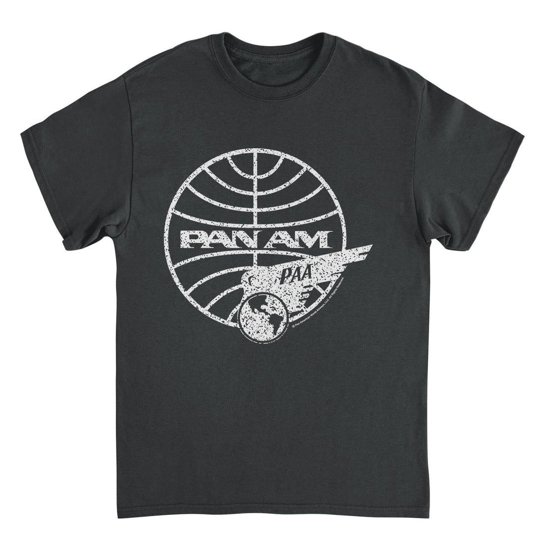 Pan Am Distressed PAA White Logo Black T-Shirt