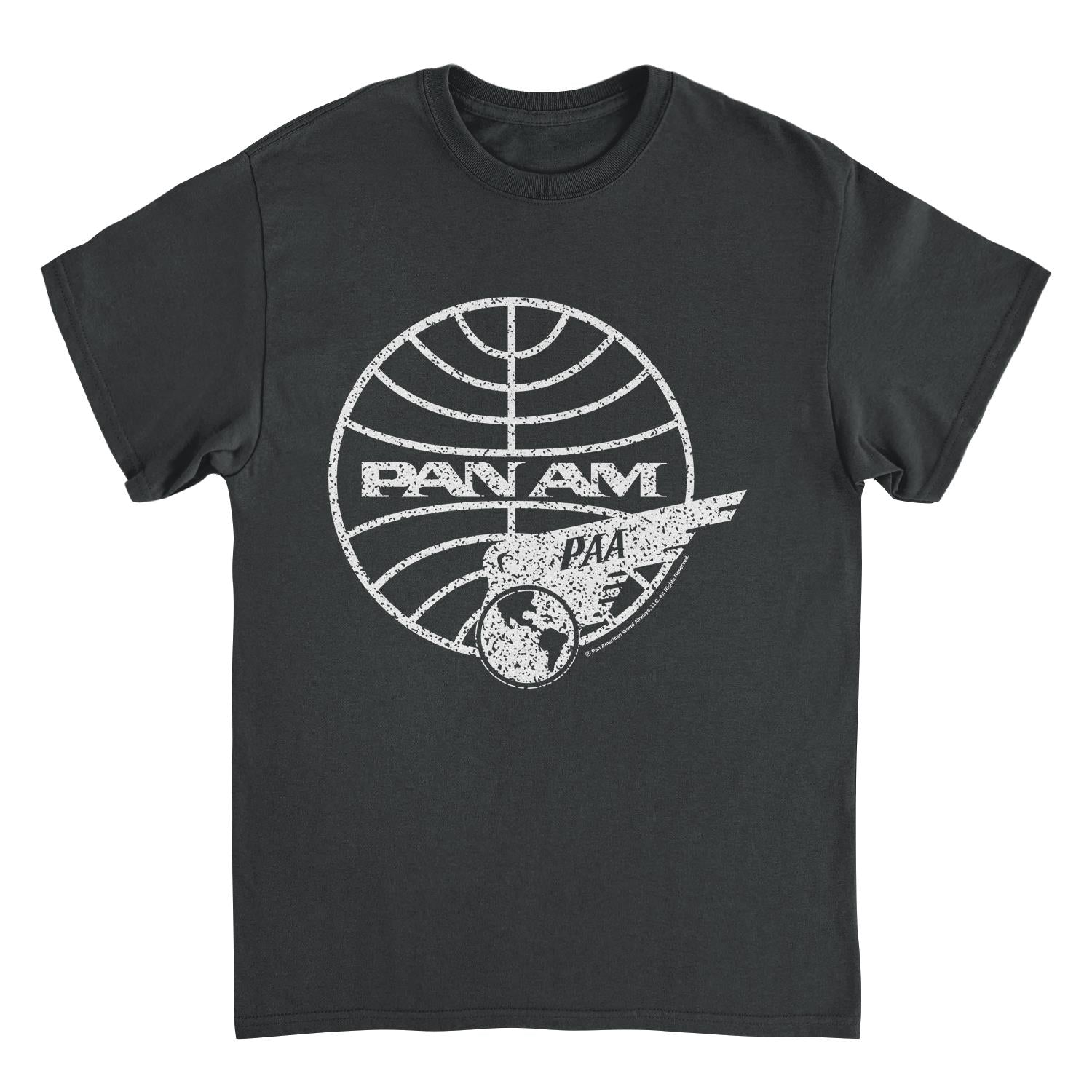 Pan Am Distressed PAA White Logo Black T-Shirt
