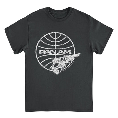 Pan Am Distressed PAA White Logo Black T-Shirt