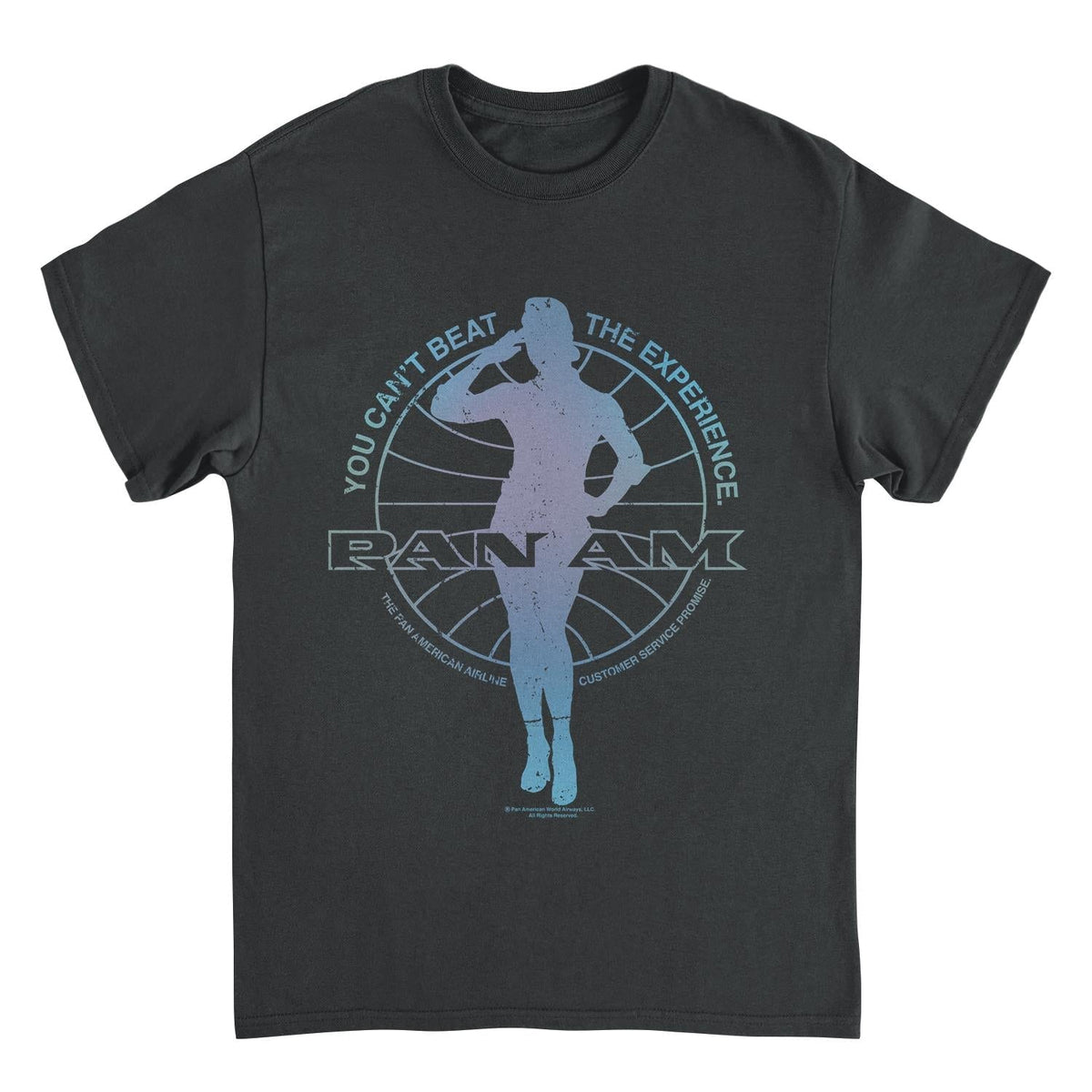 Pan Am Flight Attendant Salute Silhouette Black T-Shirt