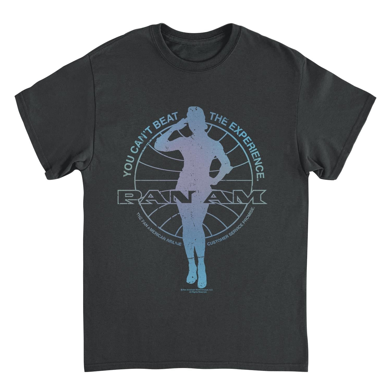 Pan Am Flight Attendant Salute Silhouette Black T-Shirt