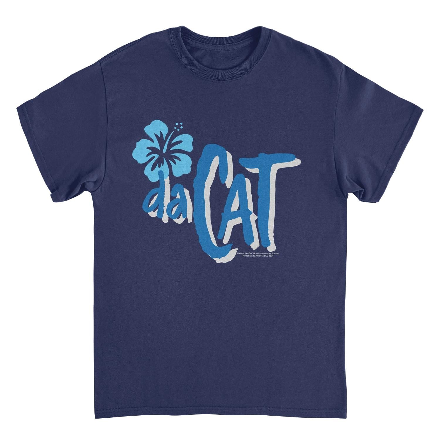 Mickey Da Cat Dora Da Cat Hawaiian Flower Retro Surfer Miki Navy T-Shirt