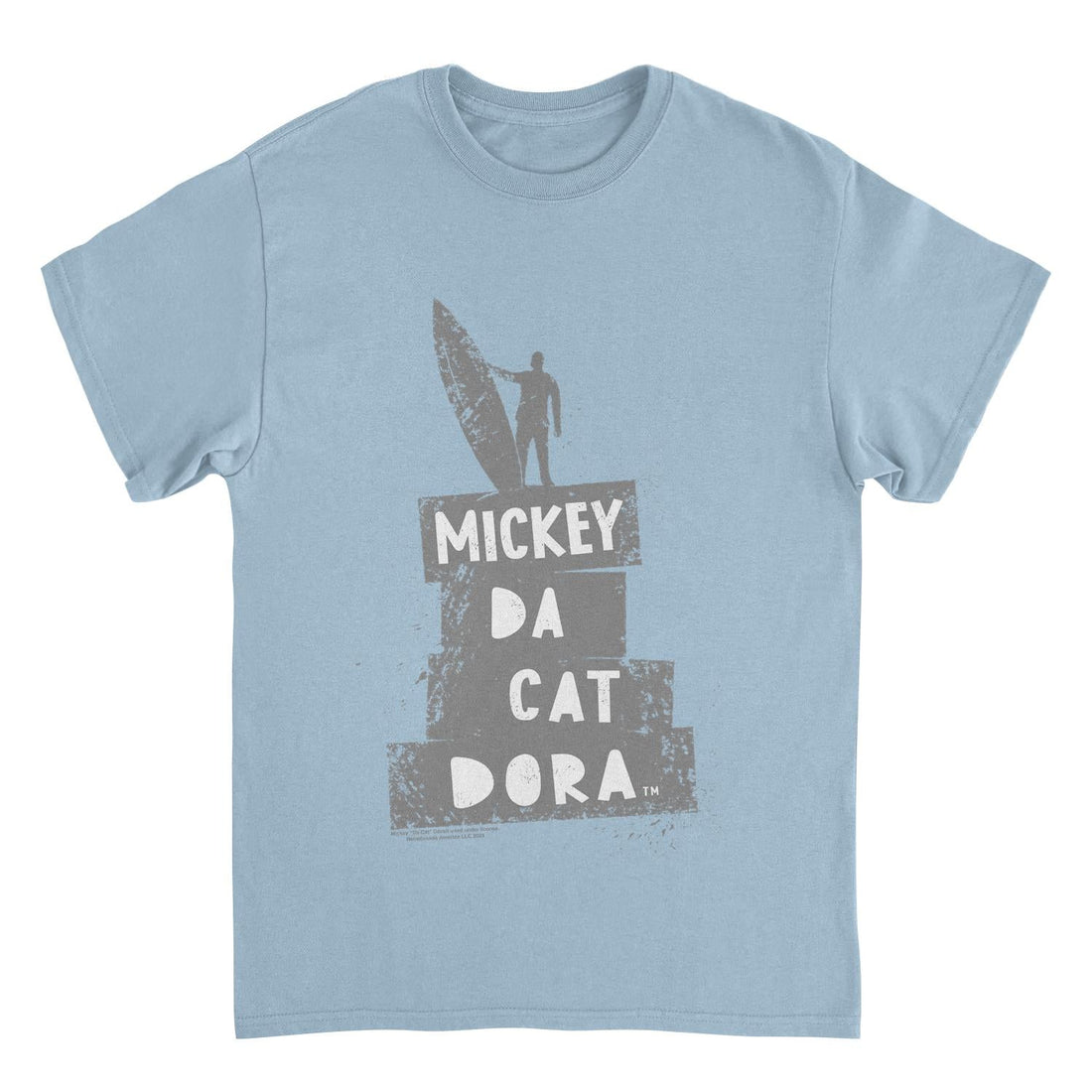 Mickey Da Cat Dora Surf Silhouette Retro Surfer Miki Light Blue T-Shirt