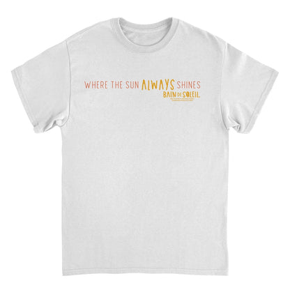 Bain De Soleil Where the Sun Always Shines Retro Sunscreen White T-Shirt