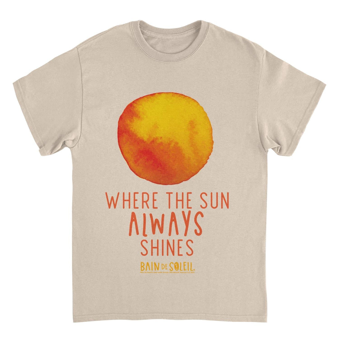 Bain De Soleil Orange Water Colour Sun Text Retro Sunscreen Sand T-Shirt