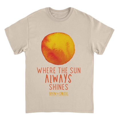 Bain De Soleil Orange Water Colour Sun Text Retro Sunscreen Sand T-Shirt