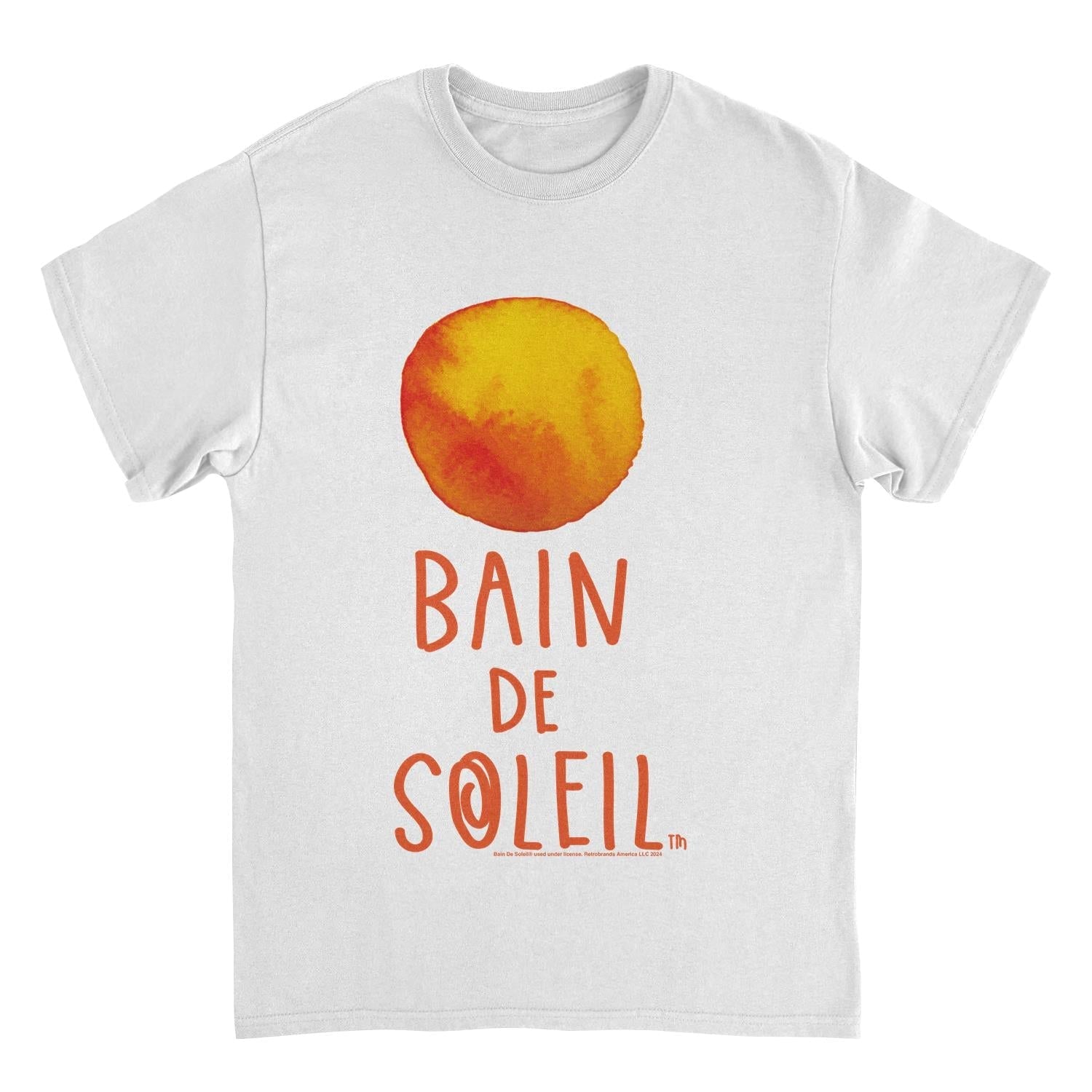 Bain De Soleil Orange Water Colour Sun Retro Sunscreen White T-Shirt