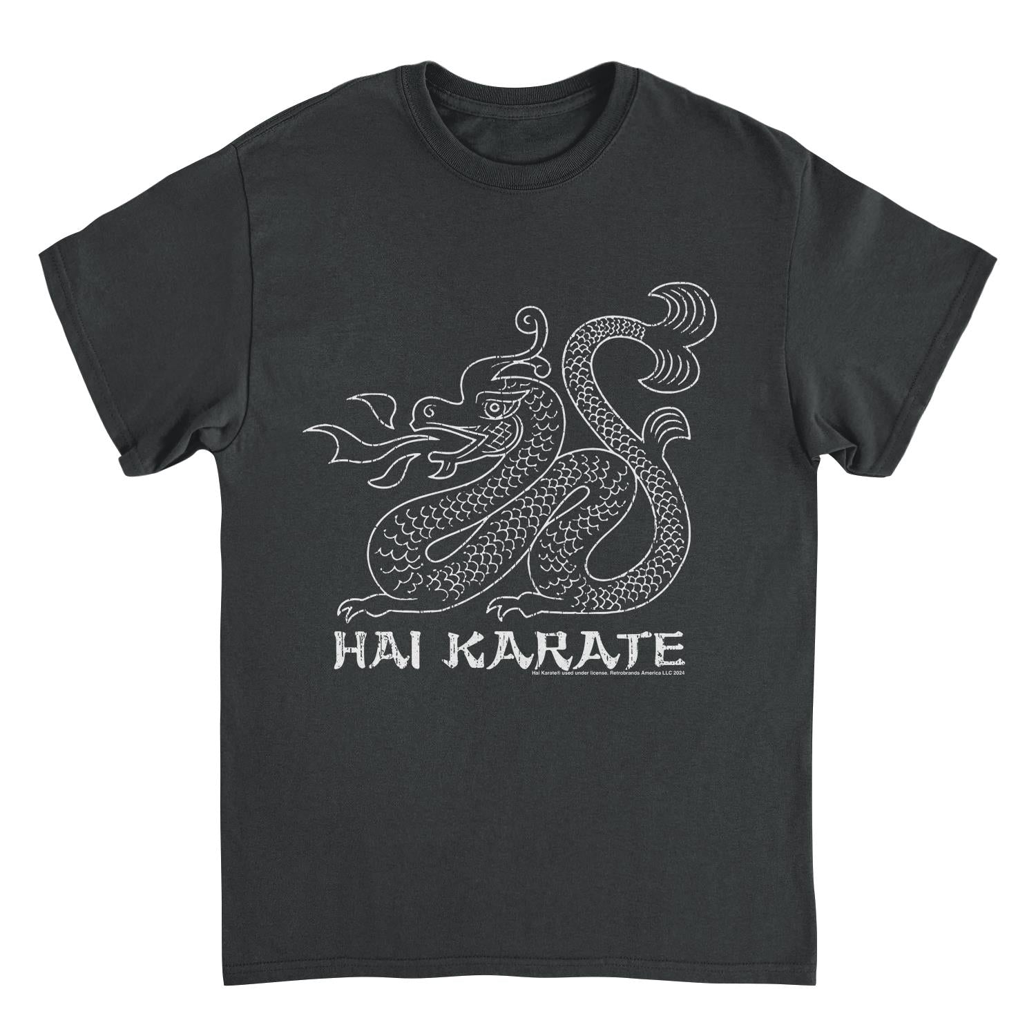 Hai Karate White Dragon Retro Aftershave Black T-Shirt