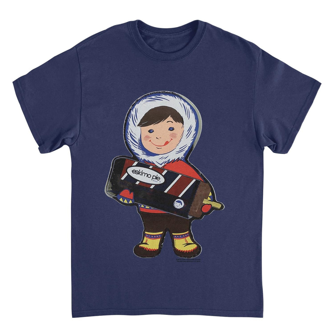 Eskimo Pie Character Holding Large Ice Cream Vintage Navy T-Shirt