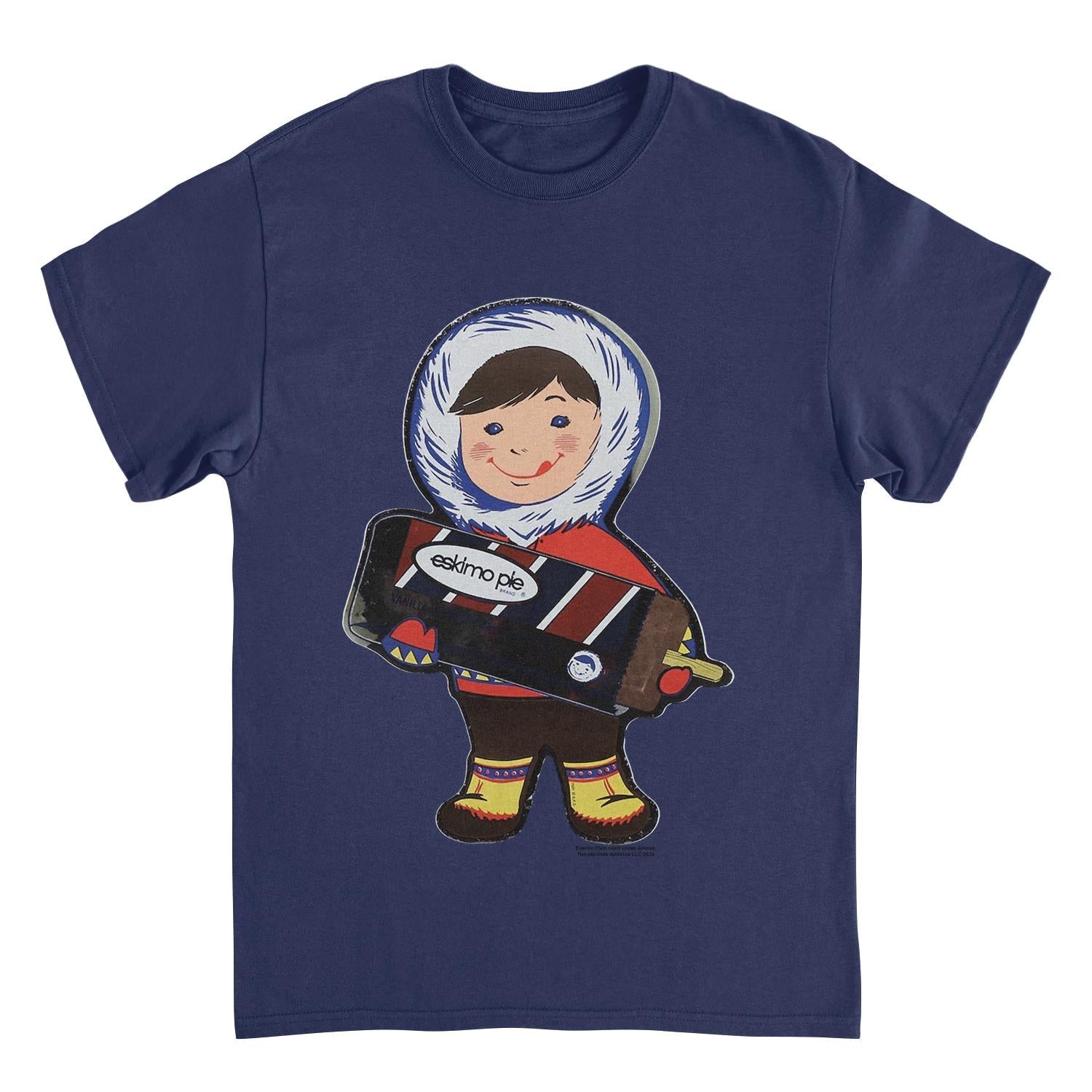 Eskimo Pie Character Holding Large Ice Cream Vintage Navy T-Shirt