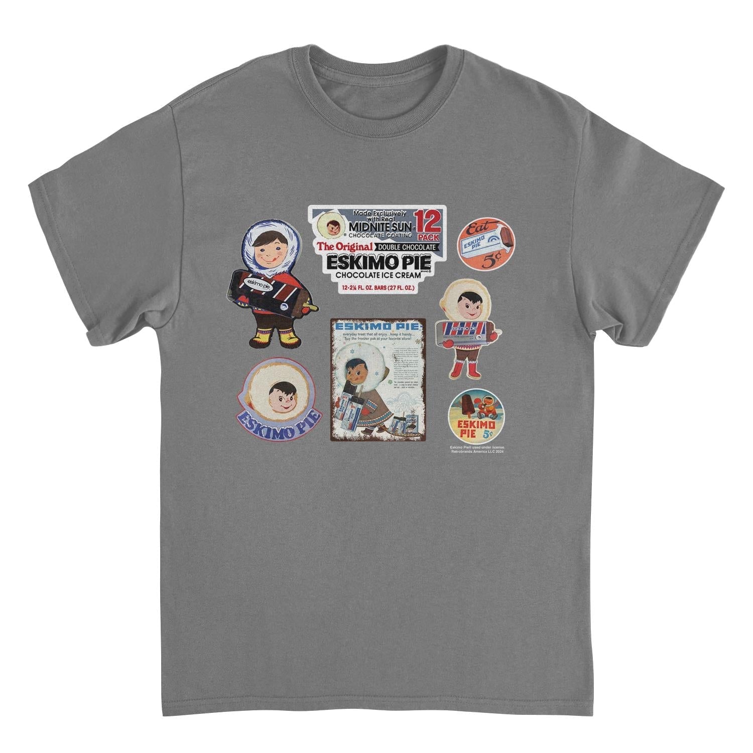 Eskimo Pie Ice Cream Vintage Cartoon Advertisements Charcoal T-Shirt