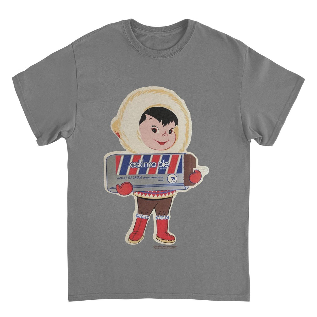 Eskimo Pie Character Holding Large Ice Cream Charcoal T-Shirt