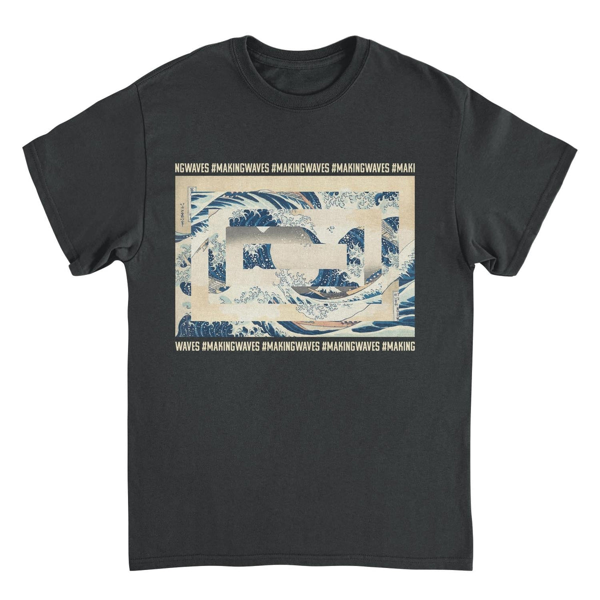 Classic Paintings Making Waves Hokusai Black T-Shirt