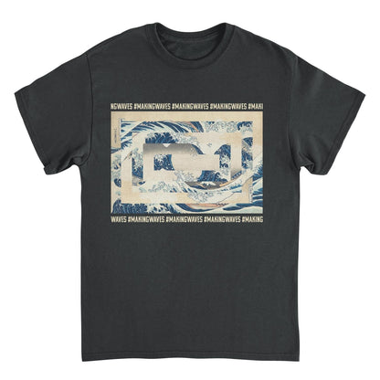 Classic Paintings Making Waves Hokusai Black T-Shirt