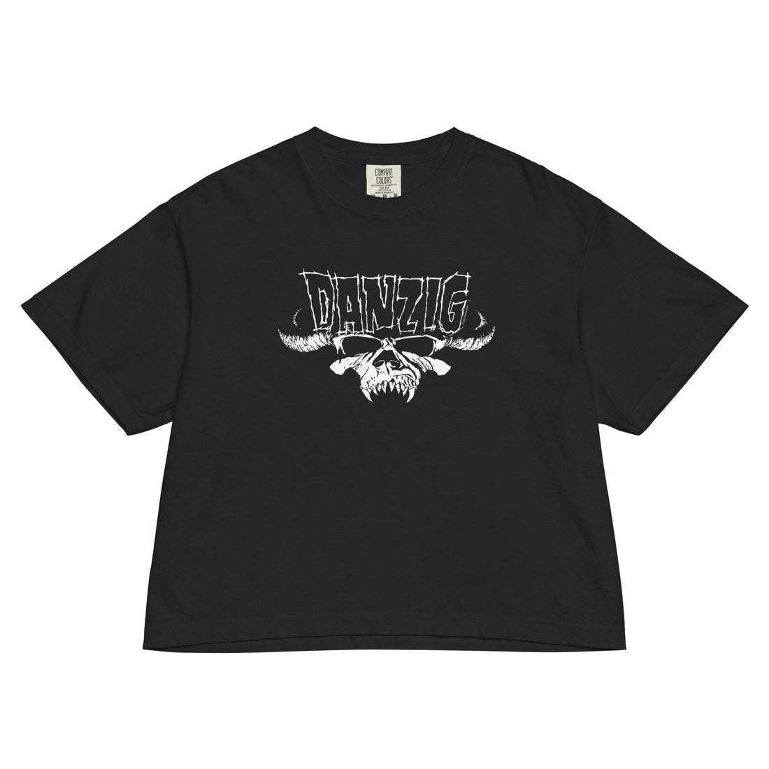 Danzig Logo Skull Mineral Wash Womens Crop Top