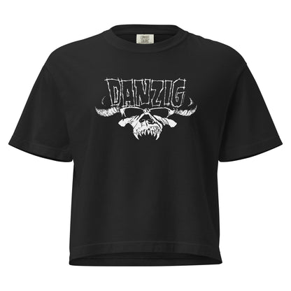 Danzig Logo Skull Mineral Wash Womens Crop Top