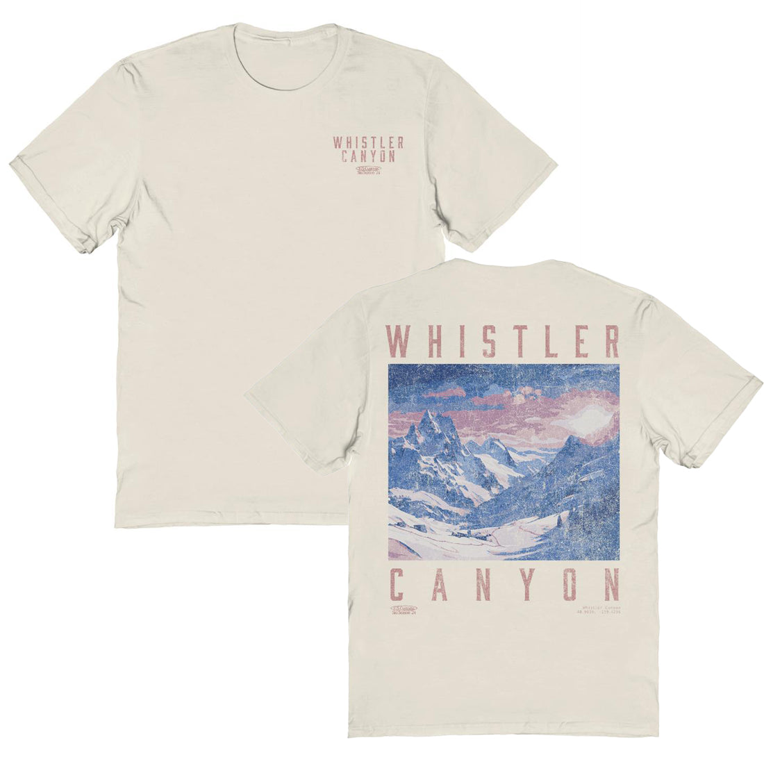 Snowboarding Whistler Light Front &amp; Back Print T-Shirt
