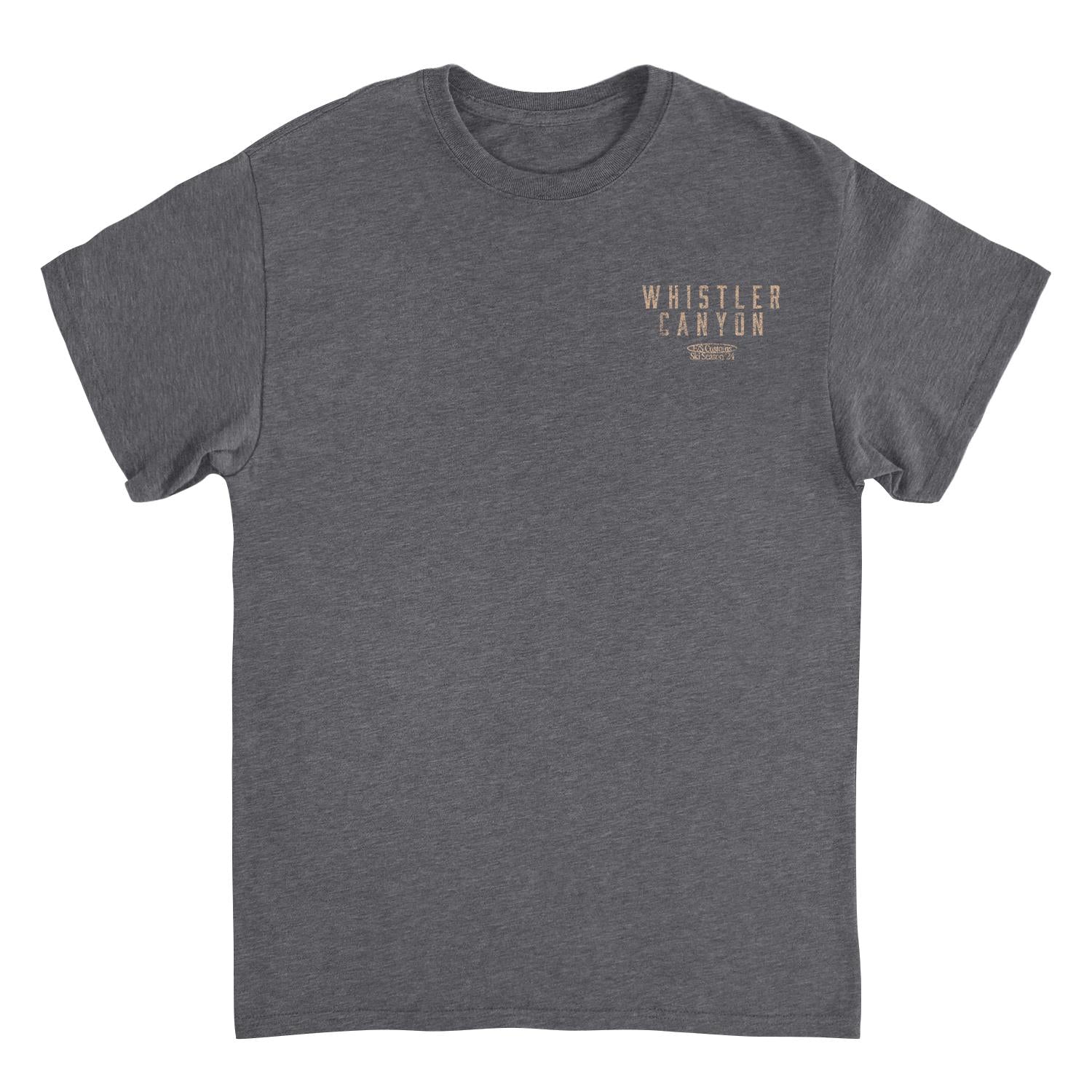 Skiing Whistler Dark Heather Front &amp; Back Print T-Shirt