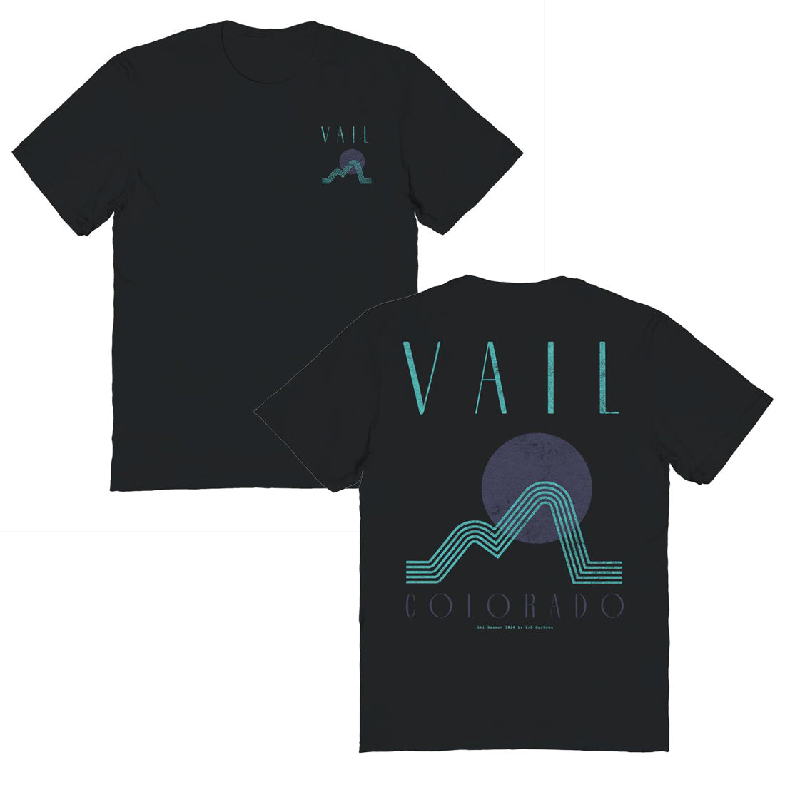 Skiing &amp; Snowboarding Vail Front &amp; Back Graphic Black T-Shirt
