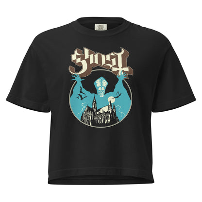 Ghost Castle Mineral Wash Womens Crop Top