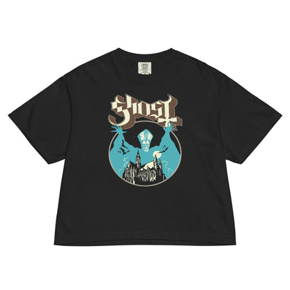 Ghost Castle Mineral Wash Womens Crop Top