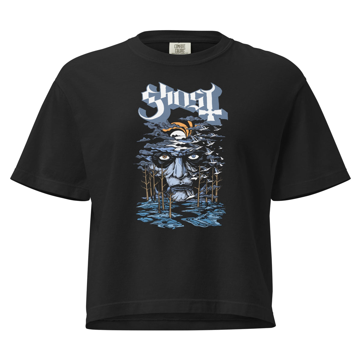 Ghost Into the Night Mineral Wash Womens Crop Top