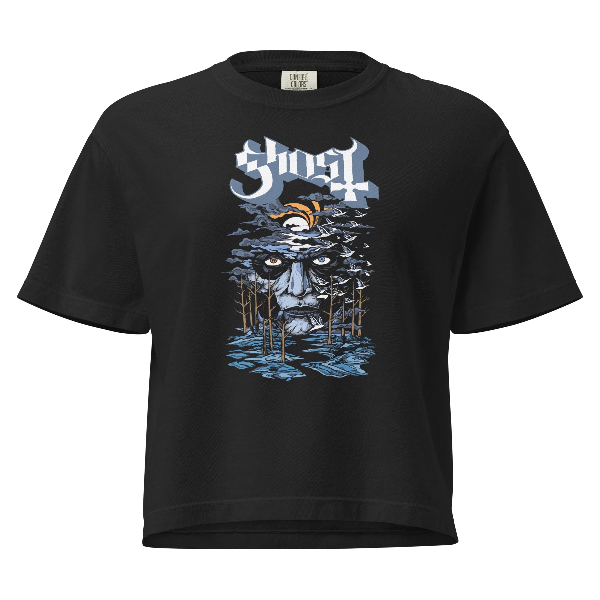 Ghost Into the Night Mineral Wash Womens Crop Top