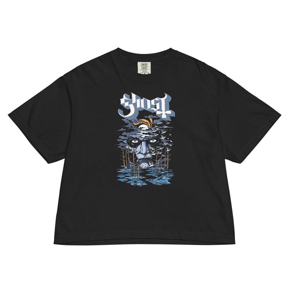 Ghost Into the Night Mineral Wash Womens Crop Top