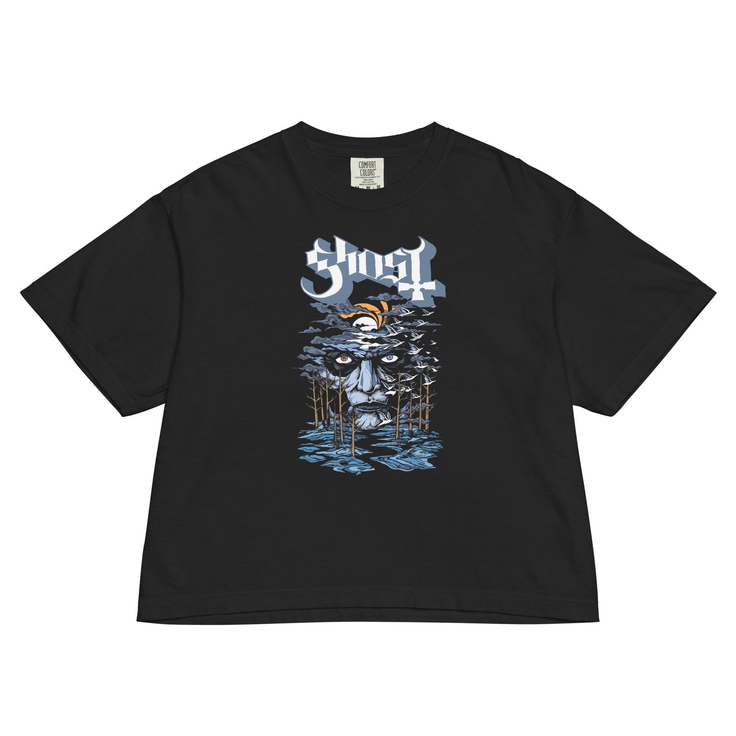 Ghost Into the Night Mineral Wash Womens Crop Top