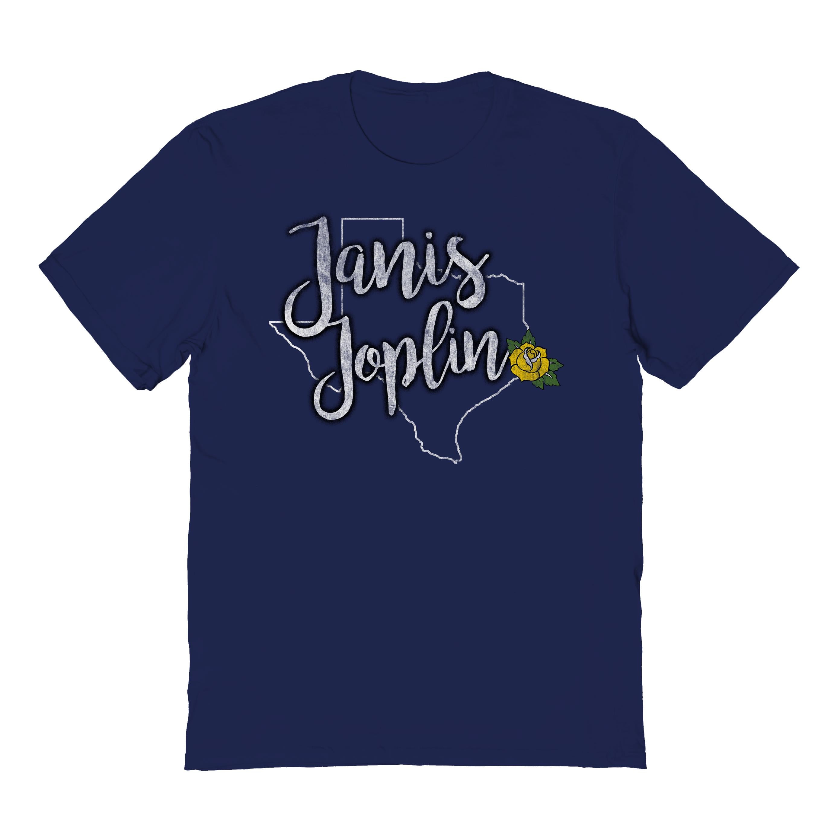 Janis Joplin Yellow Rose Navy T-Shirt