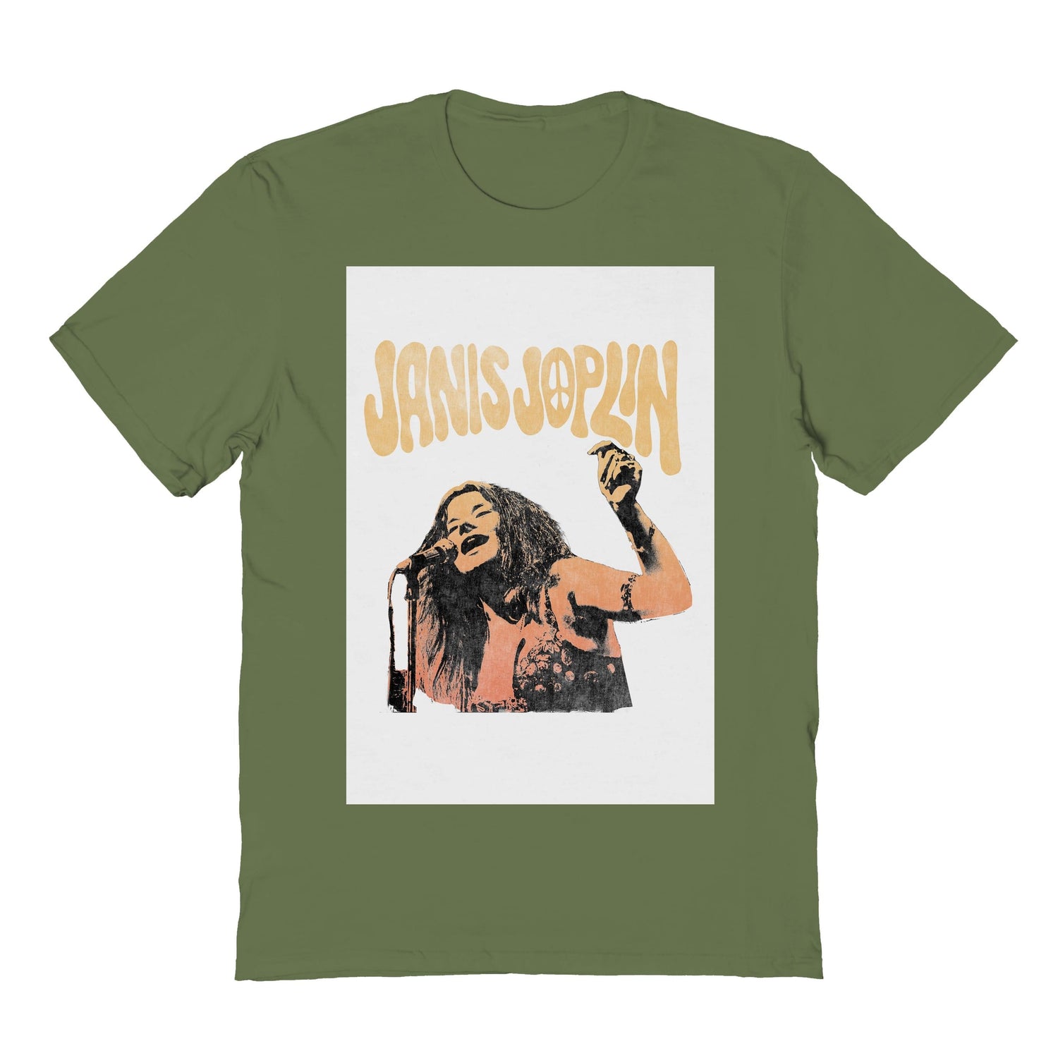 Janis Joplin Vibes Military Green T-Shirt