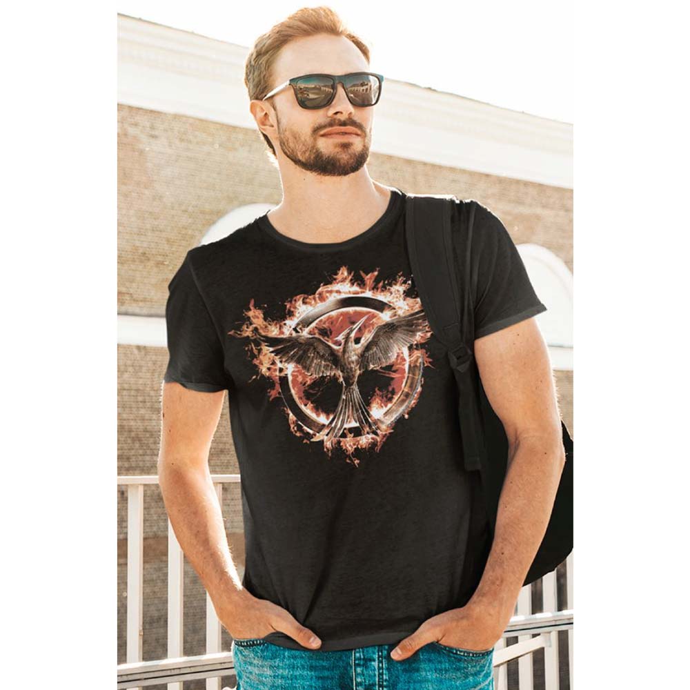 HUNGER GAMES Eye-Catching T-Shirt, Flaming Mockingjay