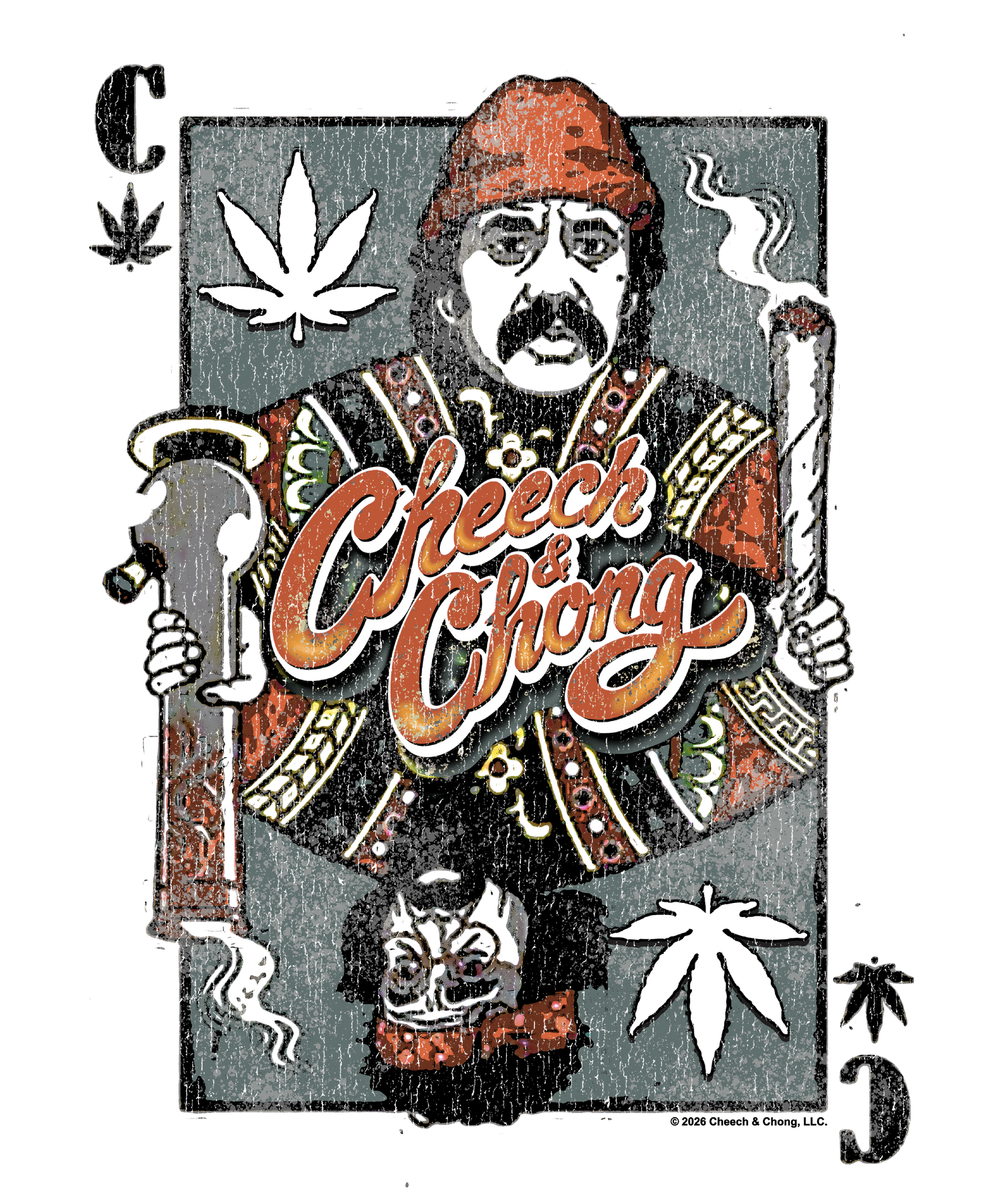 Cheech &amp; Chong Playing Card King Character Distressed T-Shirt