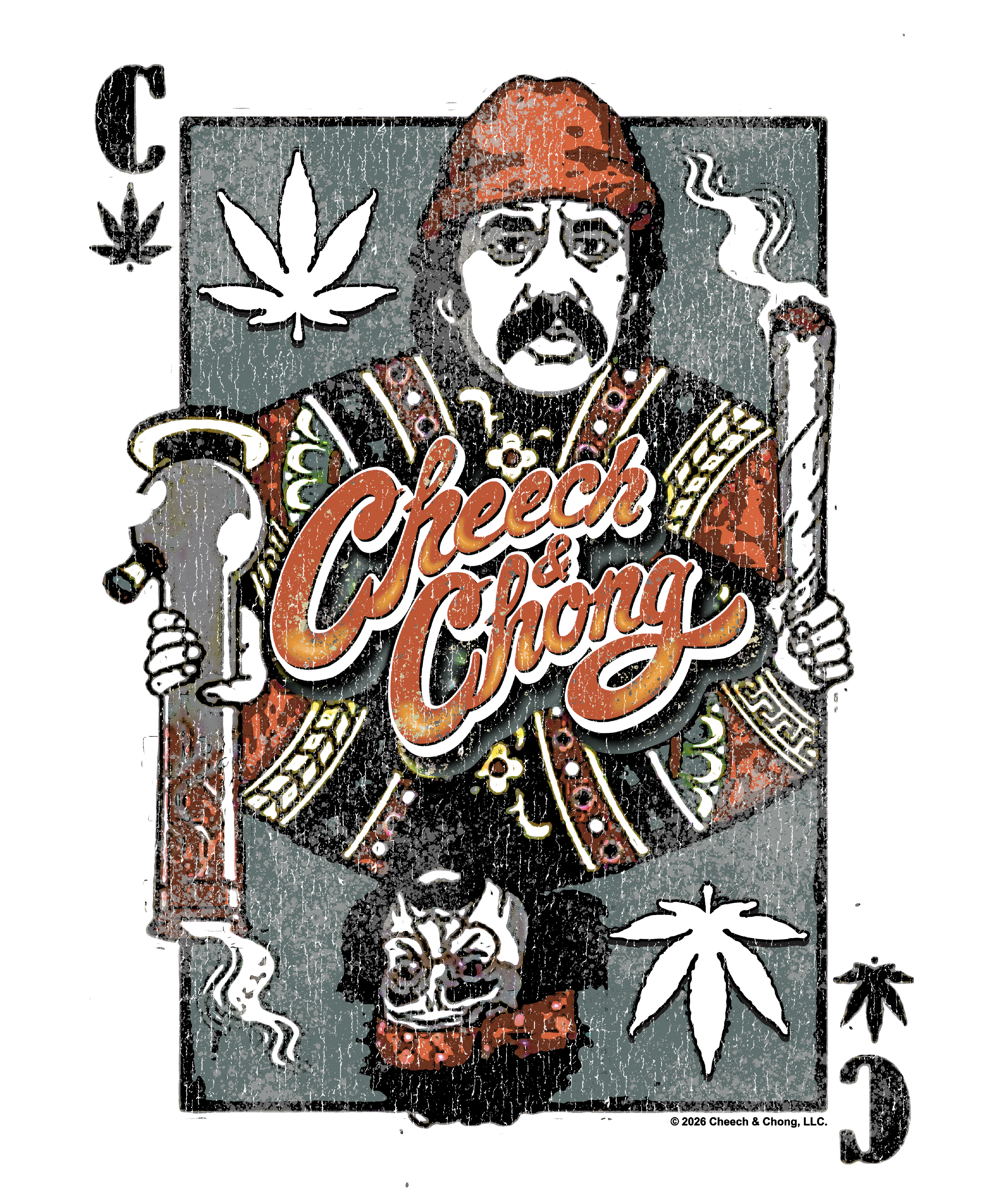 Cheech &amp; Chong Playing Card King Character Distressed T-Shirt