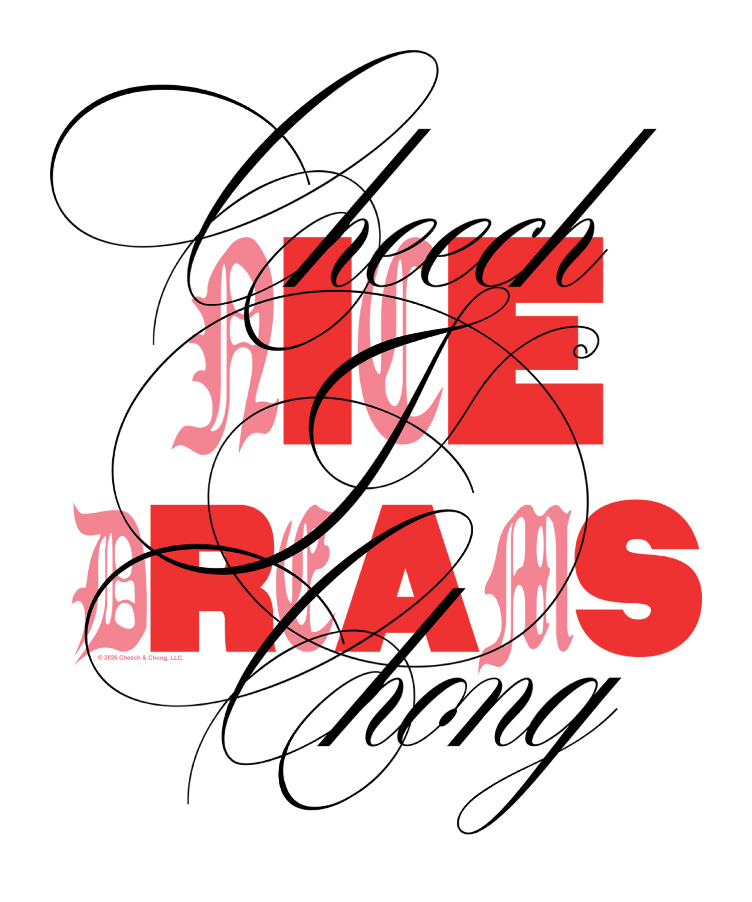 Cheech &amp; Chong Nice Dreams Red Typography T-Shirt