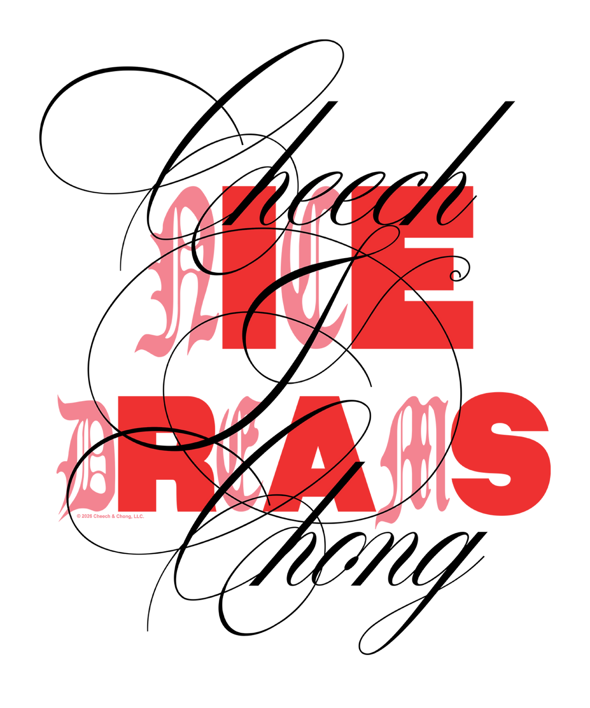 Cheech &amp; Chong Nice Dreams Red Typography T-Shirt