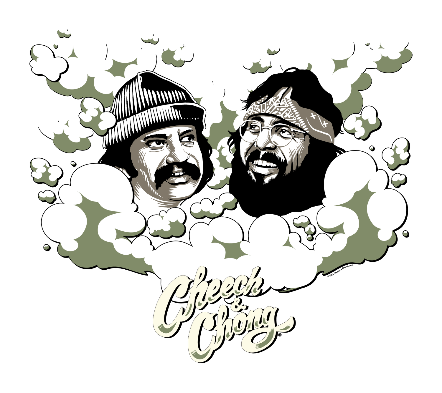 Cheech &amp; Chong Faces Smoke Cloud T-Shirt
