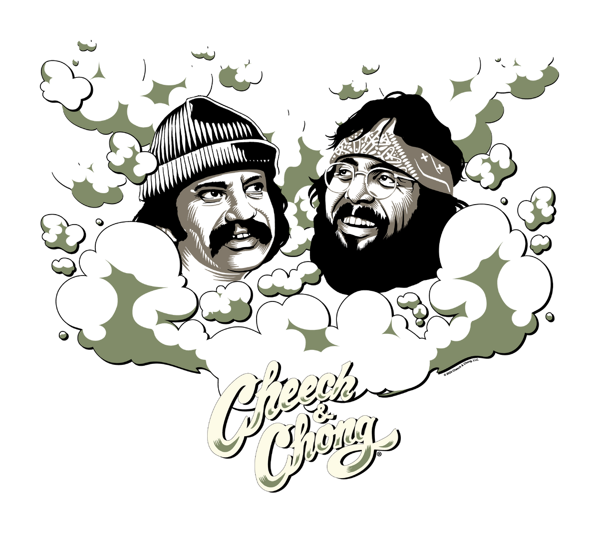 Cheech &amp; Chong Faces Smoke Cloud T-Shirt