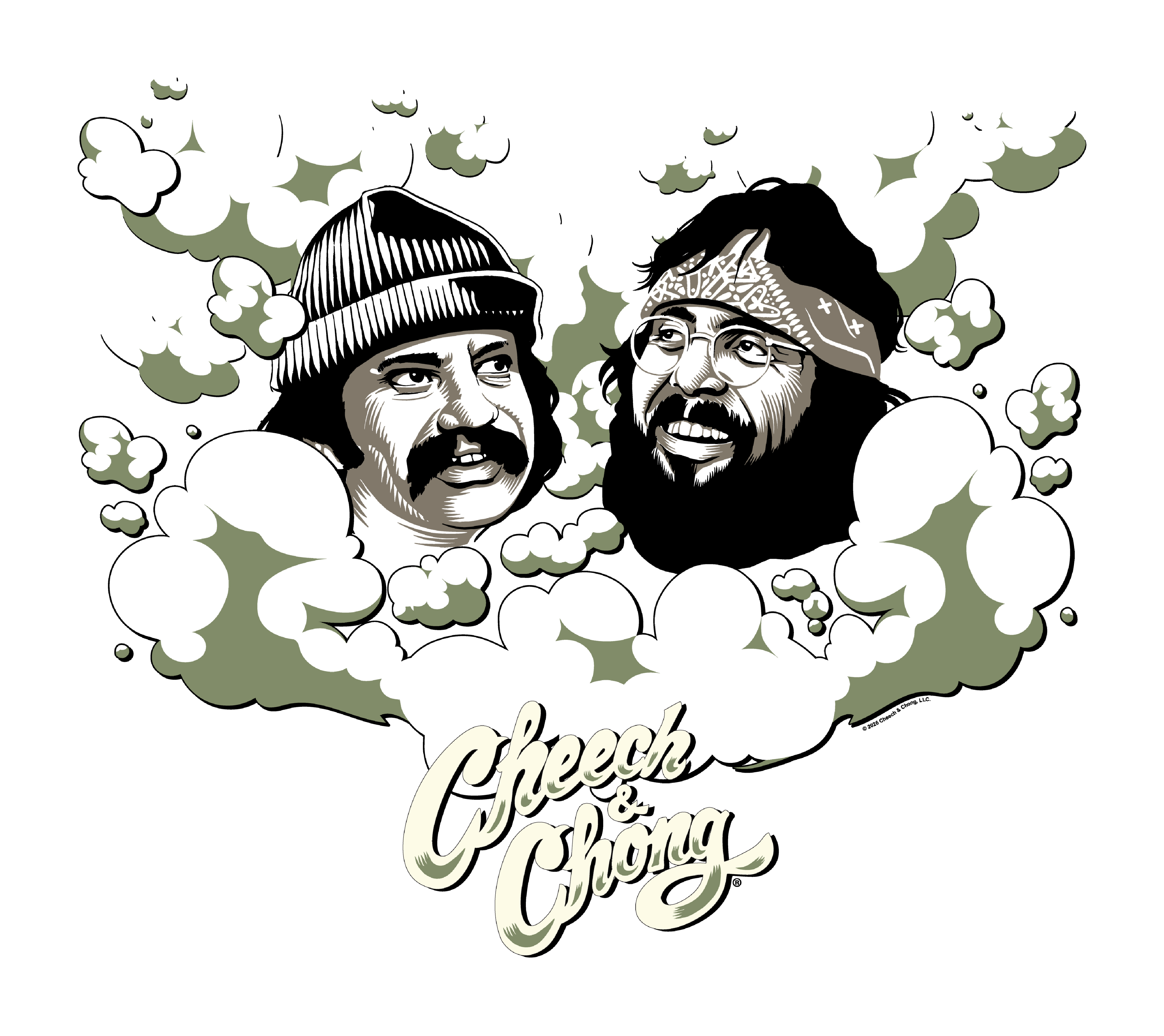 Cheech &amp; Chong Faces Smoke Cloud T-Shirt