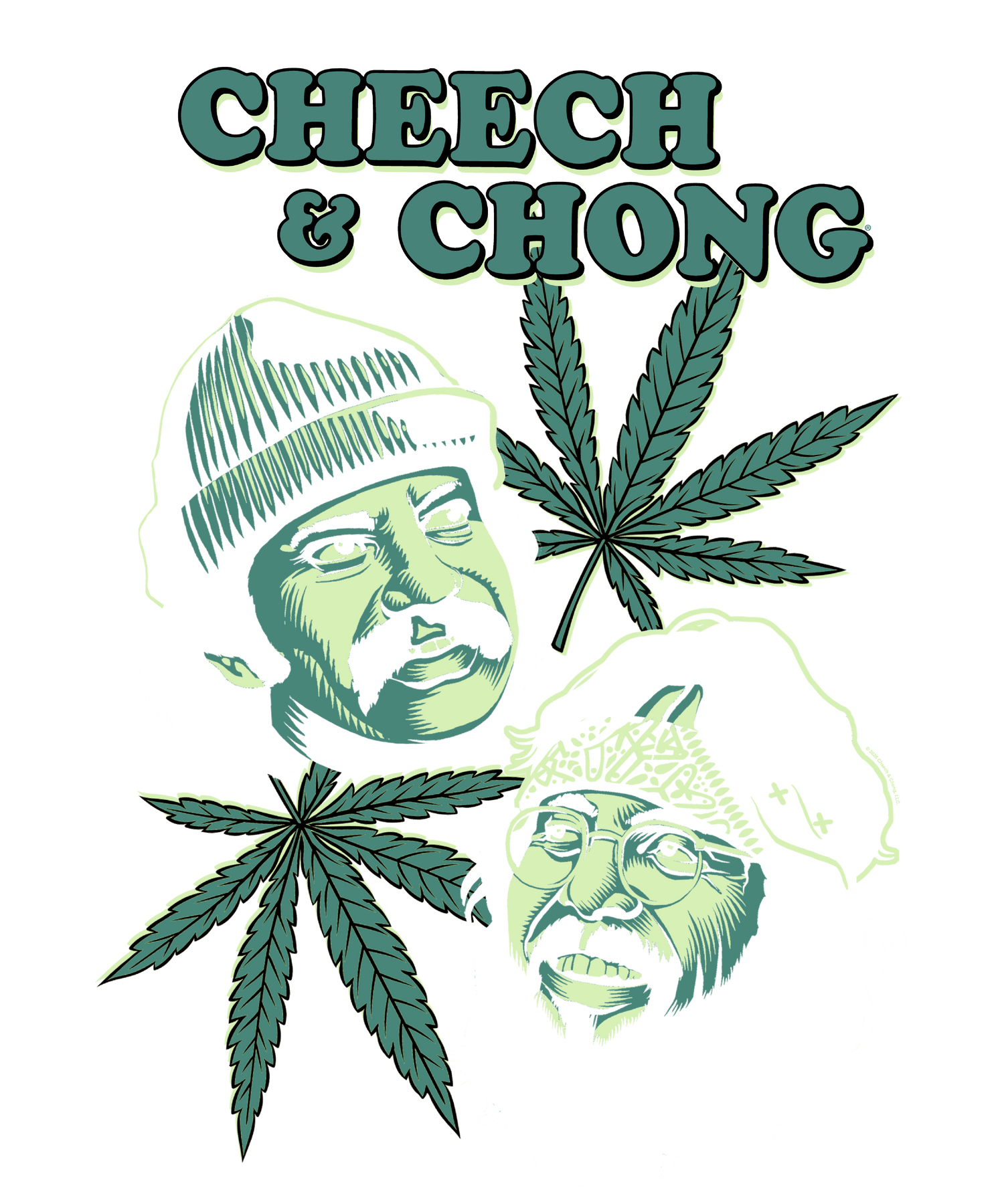 Cheech &amp; Chong Duo Portrait Leaf T-Shirt