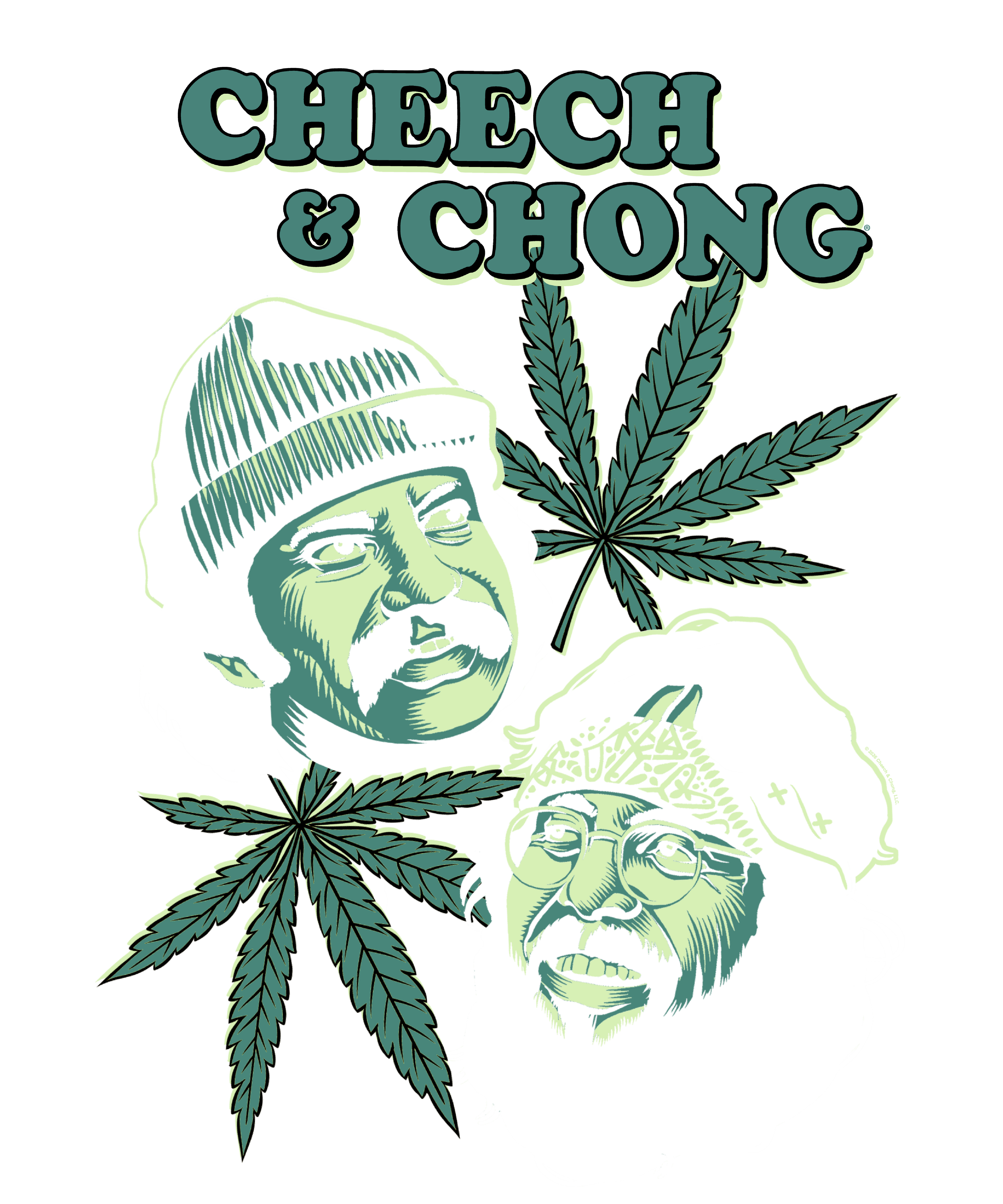 Cheech &amp; Chong Duo Portrait Leaf T-Shirt