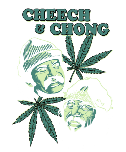 Cheech &amp; Chong Duo Portrait Leaf T-Shirt