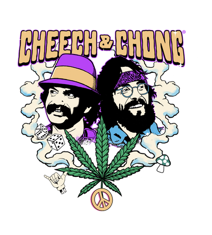Cheech &amp; Chong Duo Portrait Dice Peace Leaf T-Shirt