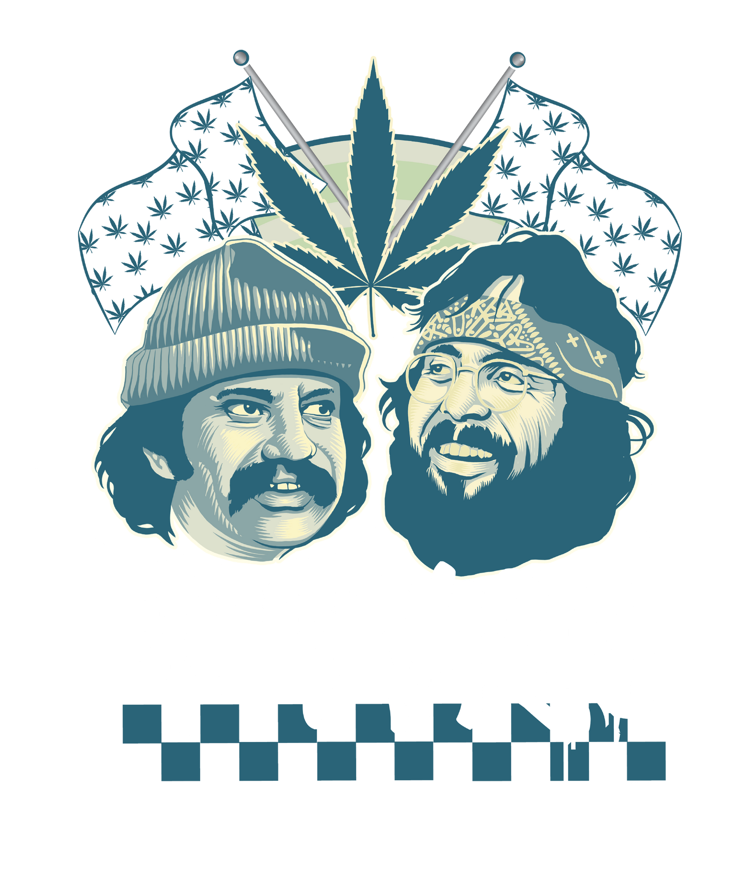 Cheech &amp; Chong Team 420 Duo Leaf Flags T-Shirt