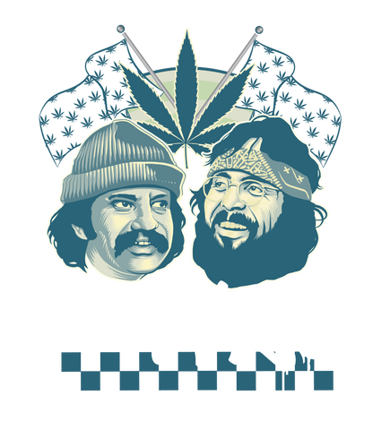 Cheech &amp; Chong Team 420 Duo Leaf Flags T-Shirt